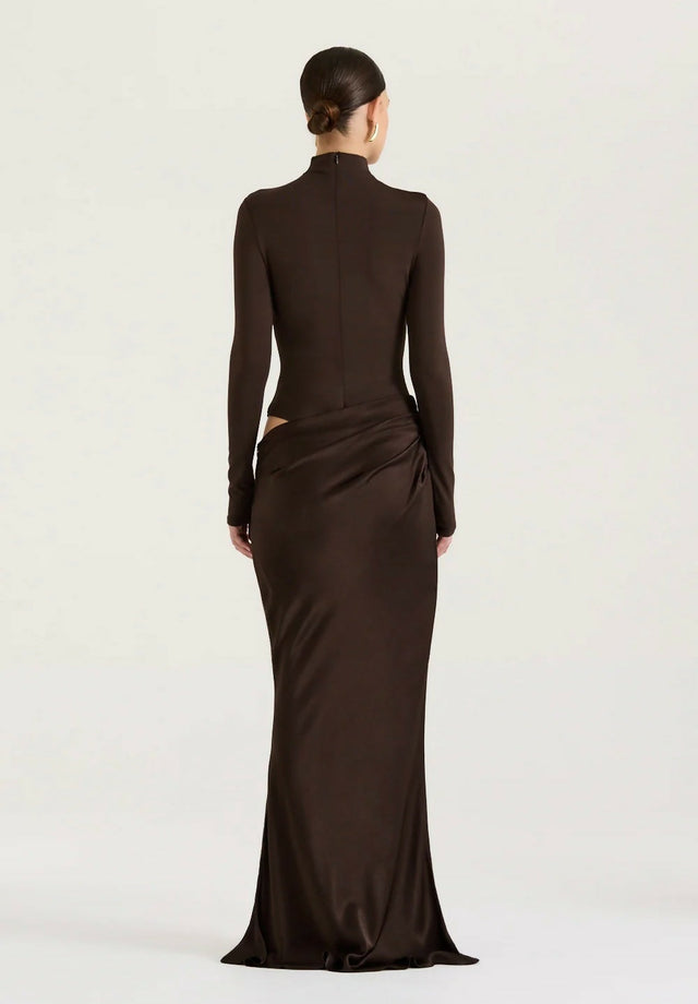 Henne Soraia Long Sleeve Maxi Dress Chocolate Size XS - 6 / Brown - Dresses