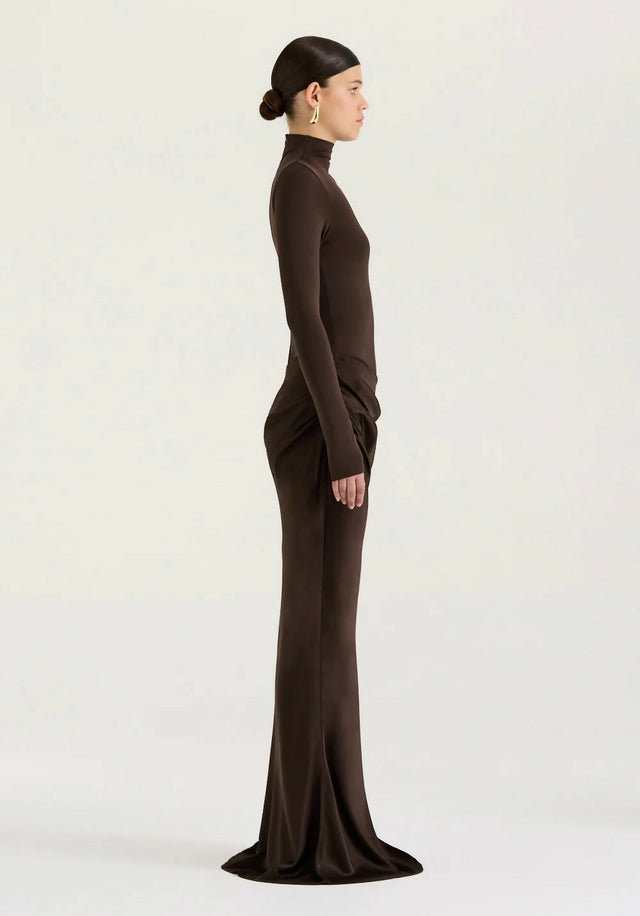 Henne Soraia Long Sleeve Maxi Dress Chocolate Size XS - 6 / Brown - Dresses