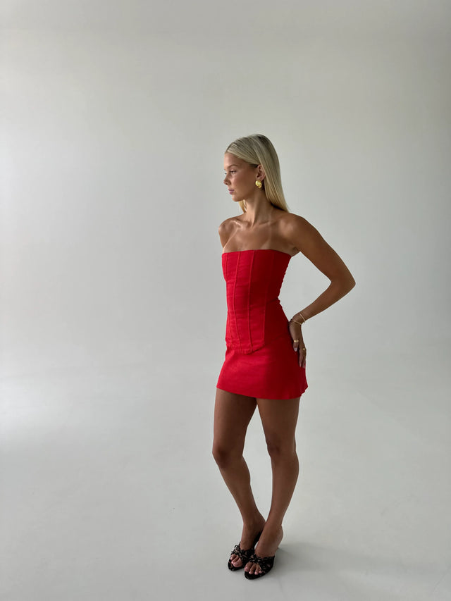 HNTR The Label Aurora Corset Top & Aura Skirt Set in Red - Outfit Sets