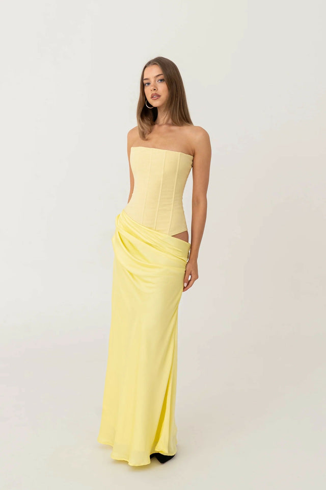 HNTR The Label Huxley Gown in Lemon - Dresses