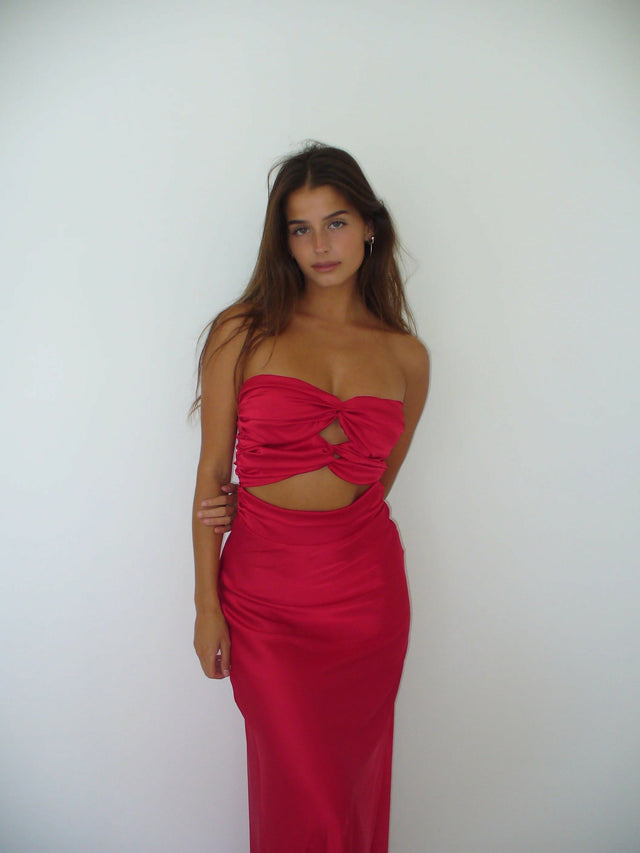 Hntr The Label Inka Gown in Wine Red - 6 / Red - Dresses