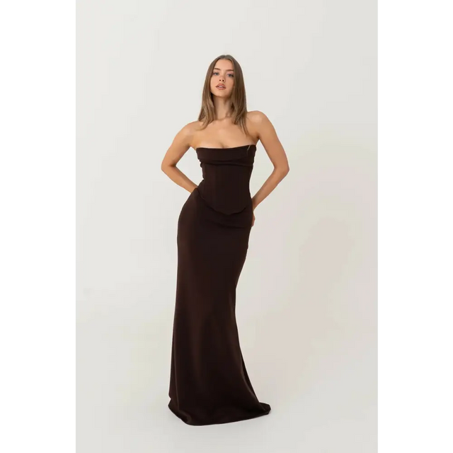 HNTR The Label Louie Gown in Chocolate Brown Size XS & S - Dresses