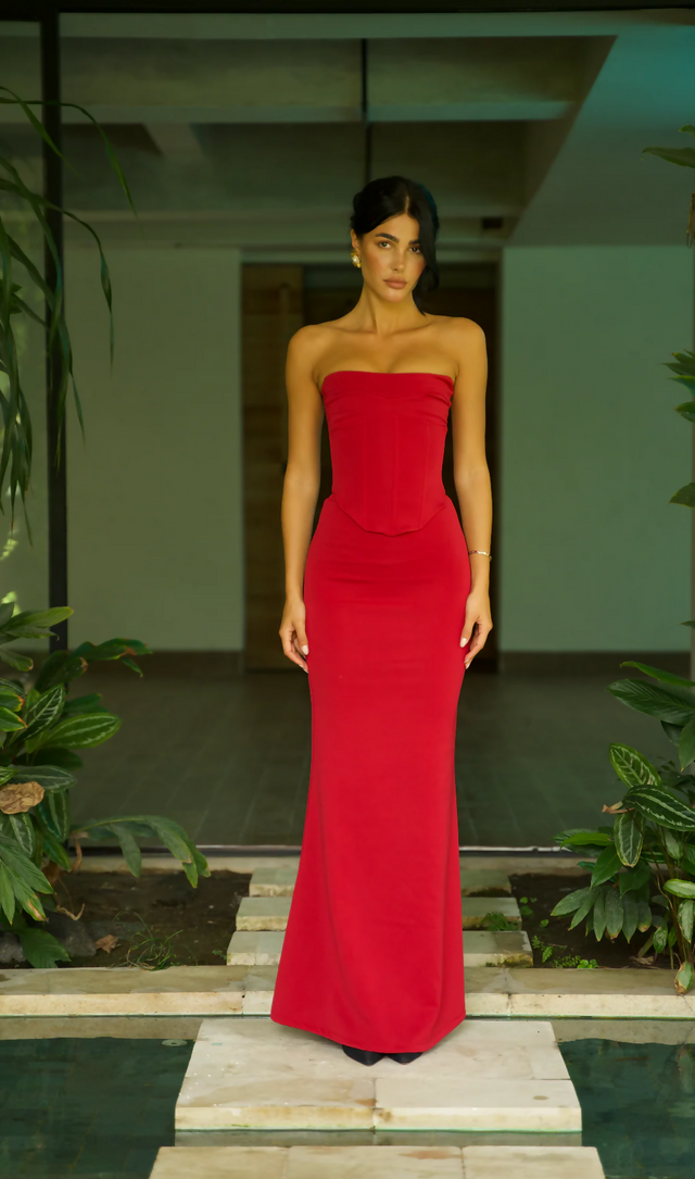HNTR THE LABEL Louie Gown in Wine - Dresses
