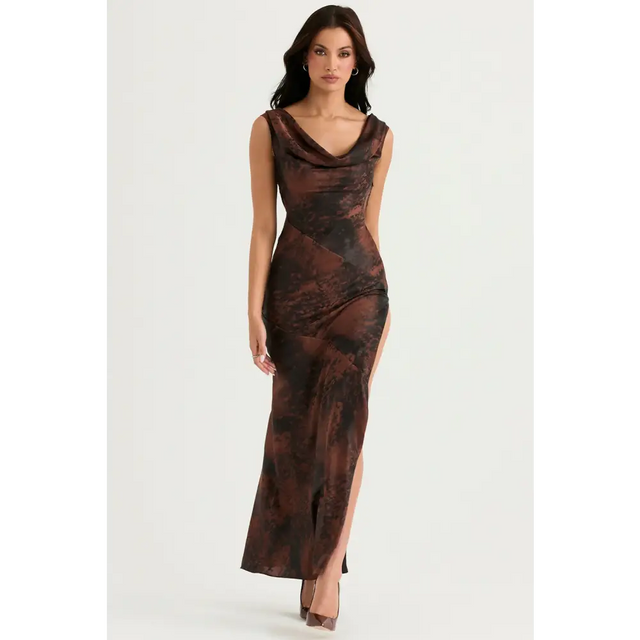 House of CB Alaina in Rust - 8 / Print - Dresses