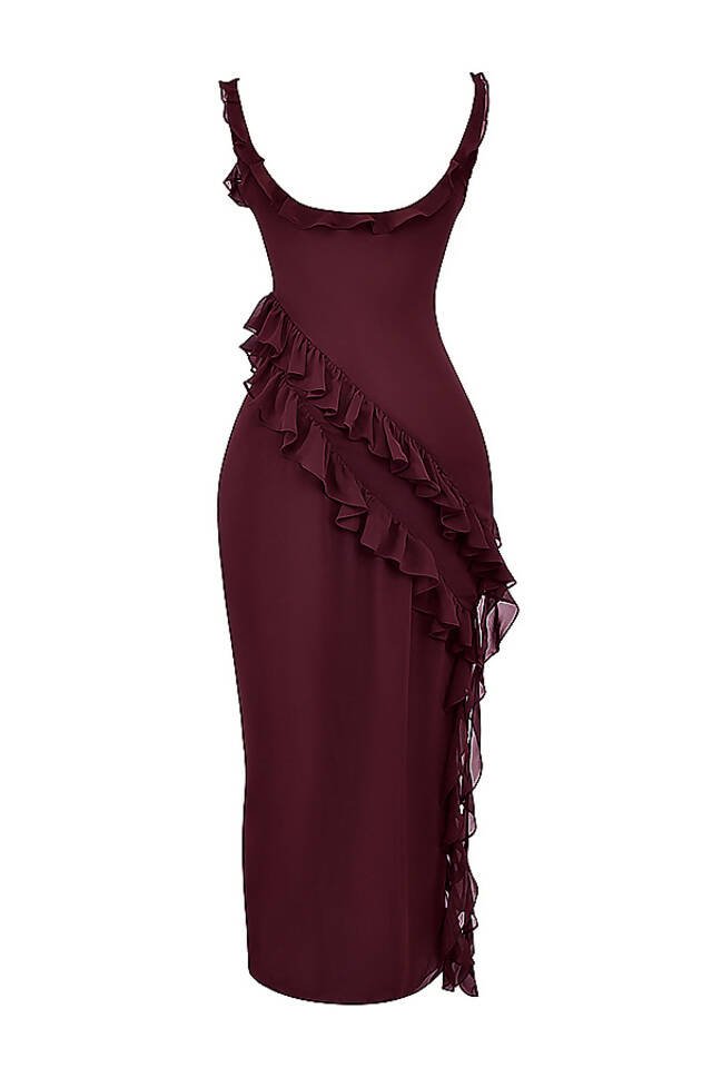 House of CB - House of CB Ariela Mulberry Ruffle Maxi Dress