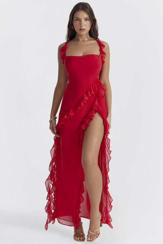 House of CB - House of CB Ariela Ruffle Dress Cherry