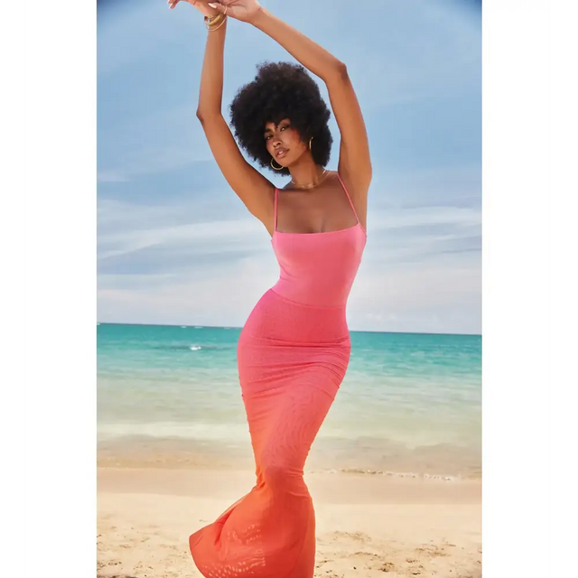 House of CB Calista Ombre Flame Maxi Dress - 6 / Multi - Dresses