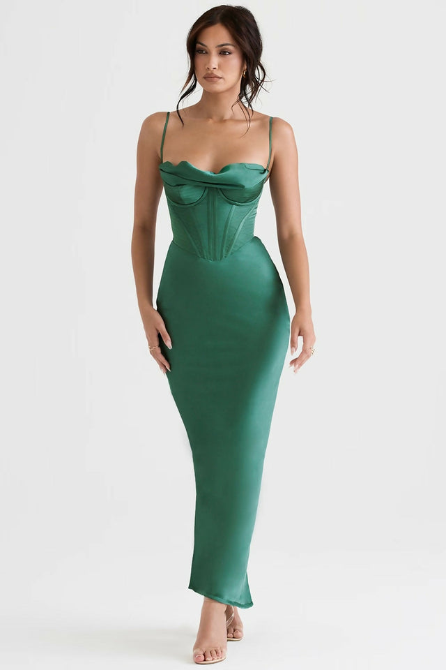 House of Cb Charmaine Midi Forest Green - 8 / Green - Dresses