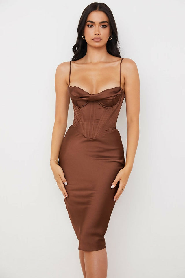 House of CB Charmaine Midi/Maxi Chocolate Brown - Dresses