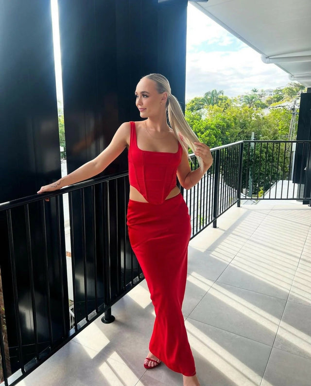 House of CB Edetta Corset + Colette Skirt set - 8 / Red - Dresses