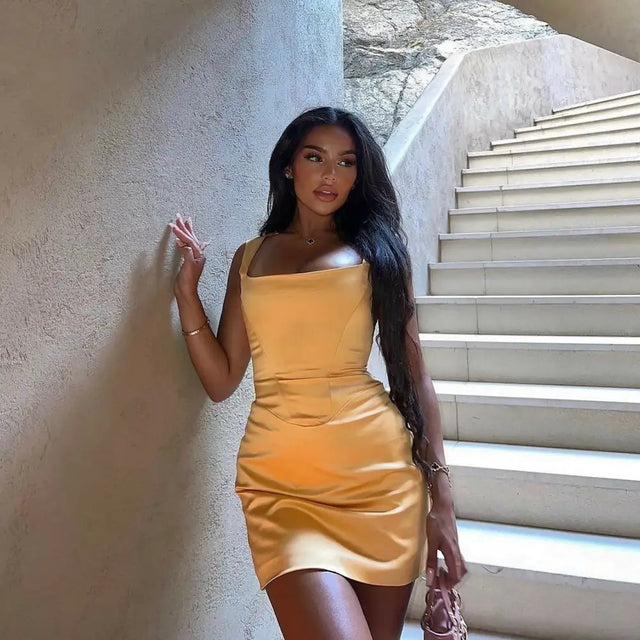 House of CB ‘Enya’ apricot mini - S / Yellow - Dresses