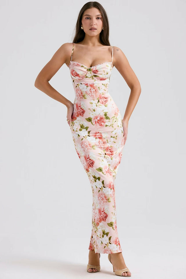 House of CB Josefina Maxi Dress Pink Peony - 6 / Floral - Dresses