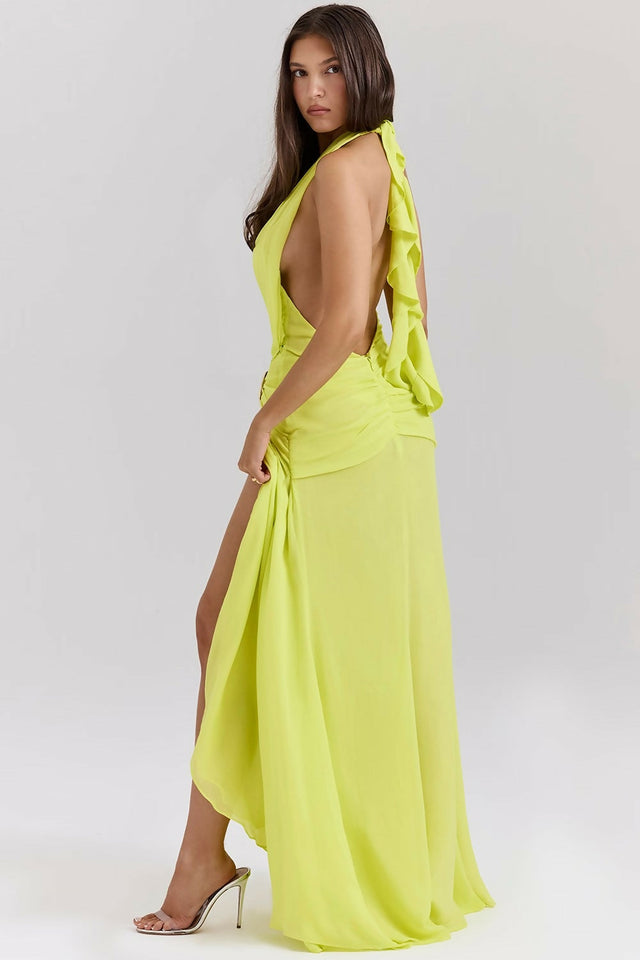 House of CB Olessia Maxi Lime - 8 / Yellow - Dresses