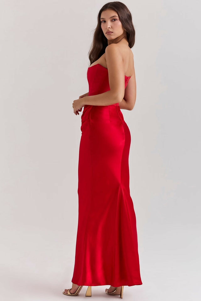 House of CB Persephone Strapless Corset Maxi Dress Red Size S / AU 8 - 8 / Red - Dresses