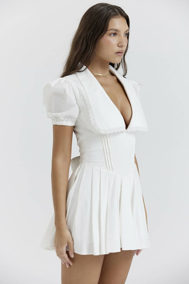 House of CB - House of CB Piera White Pleated Mini