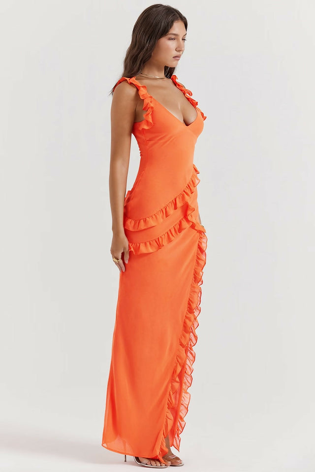 House of CB Pixie Midi Flame Orange - 8 / Orange - Dresses