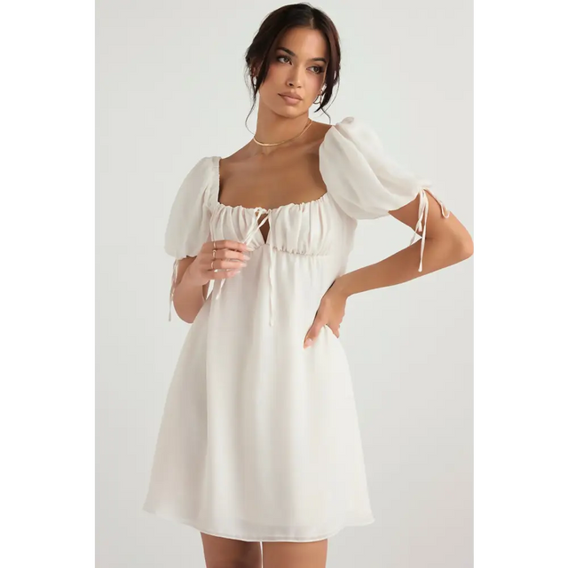 House of CB Princess Ivory Georgette Mini Dress - 95 / Ivory - Dresses