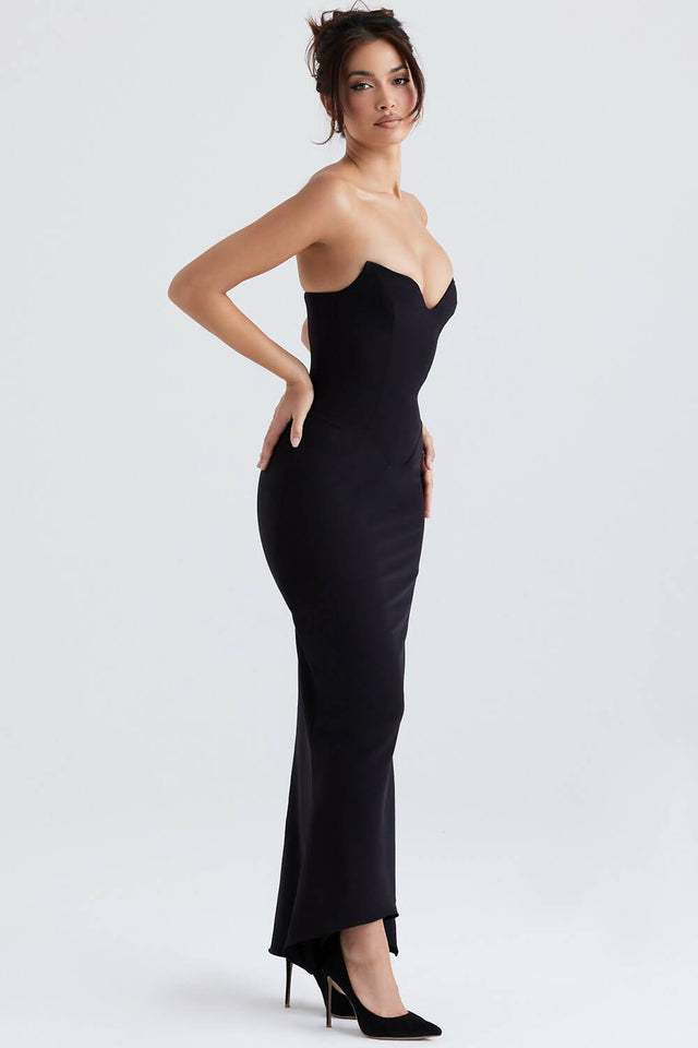 House of CB - House of CB Sabine Black Strapless Corset Dress