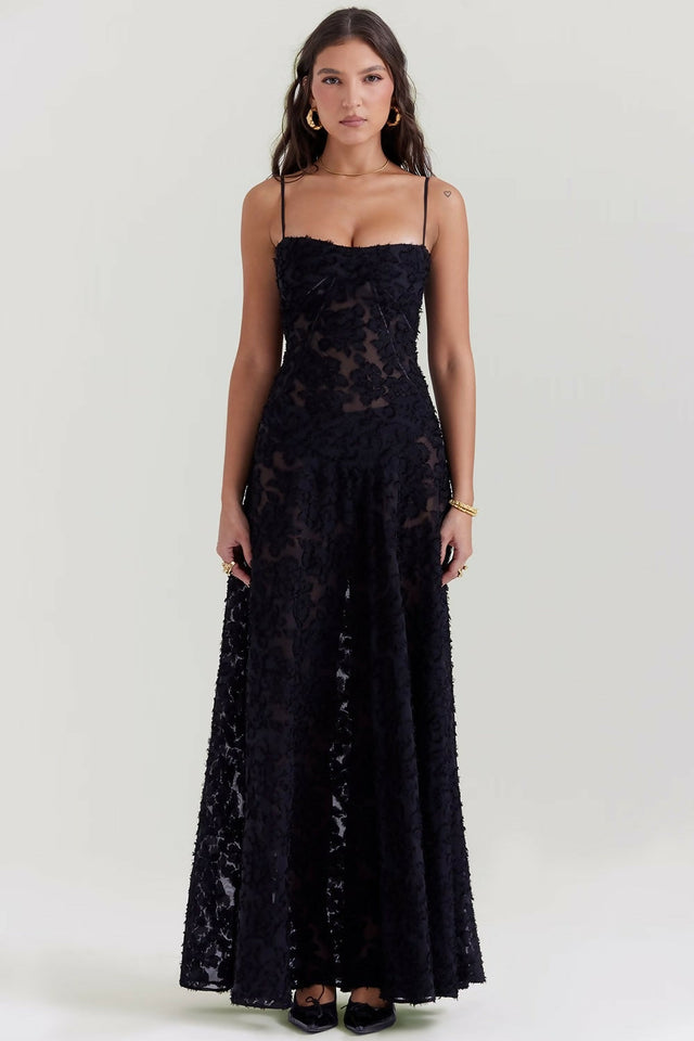 House of CB Seren Maxi Gown Black Lace - 8 / Black - Dresses