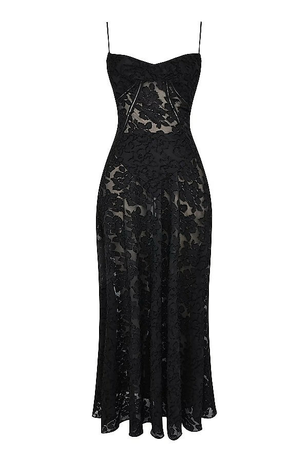 House of CB Seren Maxi Gown Black Lace - 8 / Black - Dresses