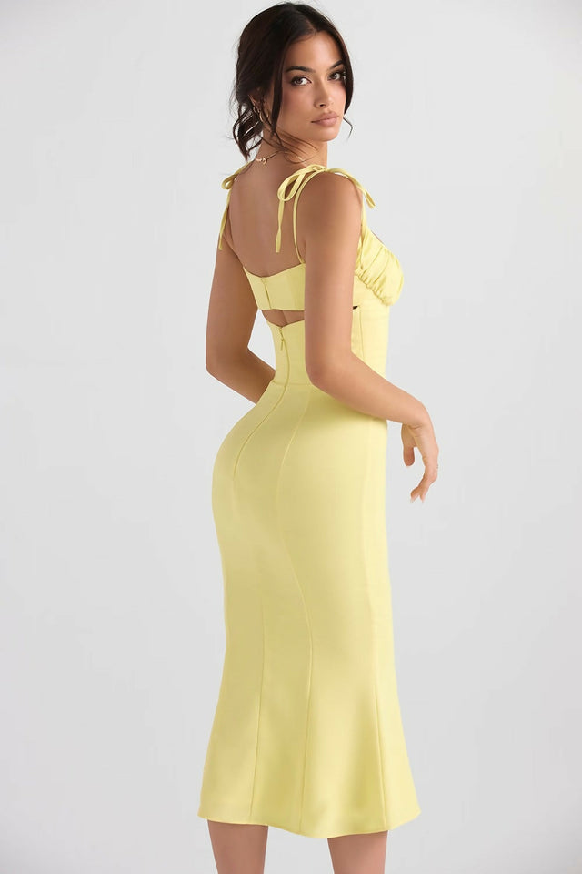 House of CB Soren Midi Dress - Buttercup - 10 / Yellow - Dresses
