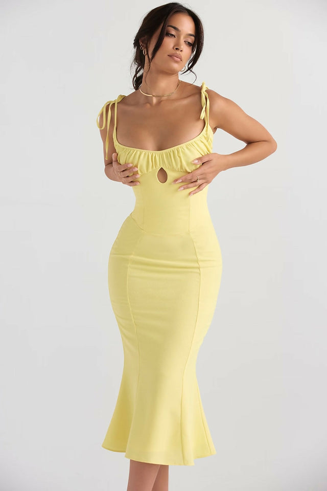 House of CB Soren Midi Dress - Buttercup - 10 / Yellow - Dresses