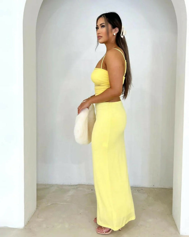 Hussh Pipa Maxi Dress Yellow - Dresses