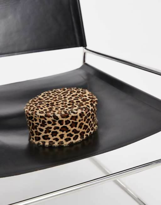 ASOS Design Hair-On Leather Pillbox - Leopard Print