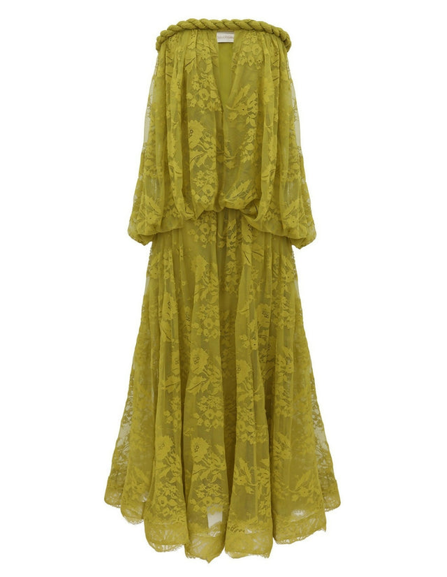 Zimmermann Luna Lace Bandeau Gown in Pistachio