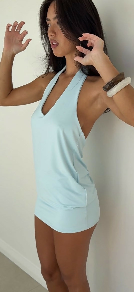 Aspen halter mini dress