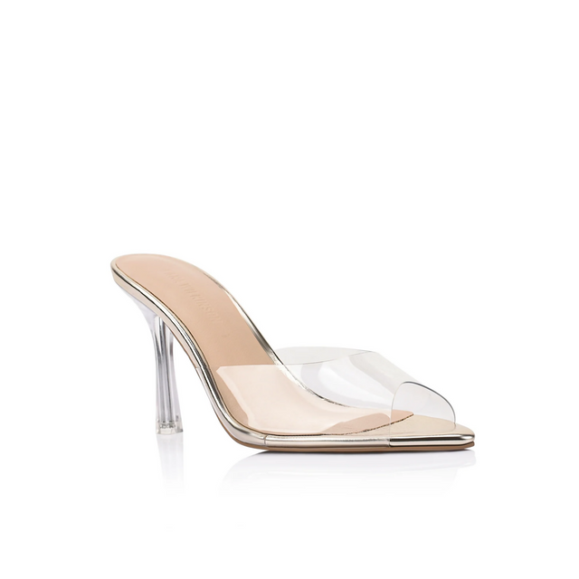 Lana Wilkinson Beth Mule Vinylite & Gold Metallic Leather