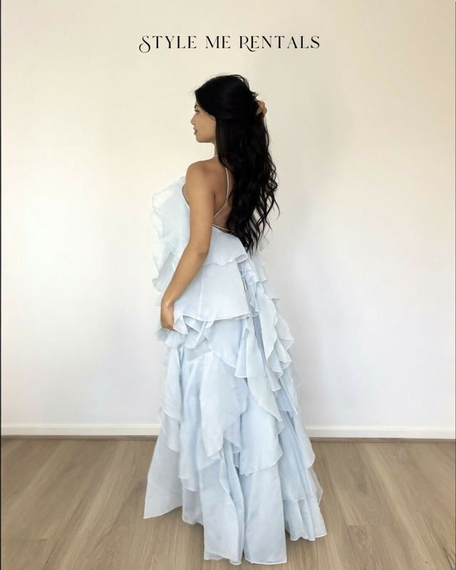Aje Pandorea Layered Maxi Dress Silver Blue
