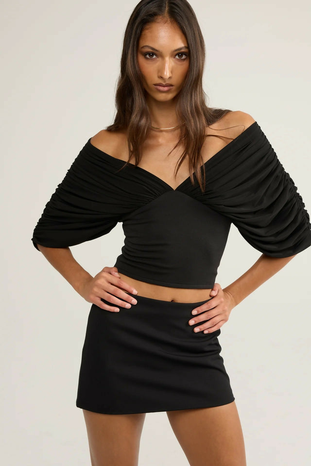 Ance Gria Neve Mini Skirt & Top Black