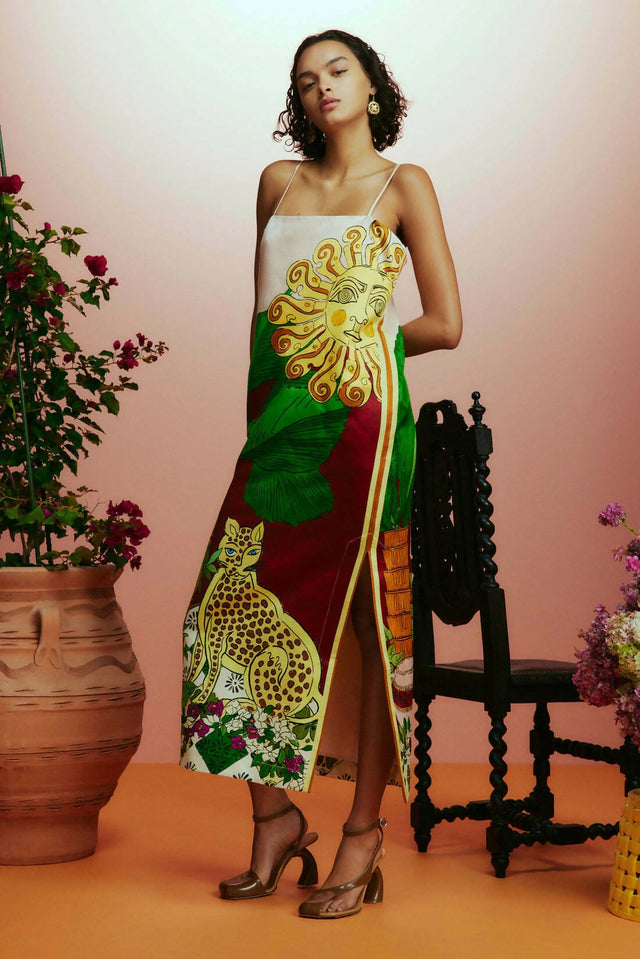 Alemais Tiger Slip Midi Dress