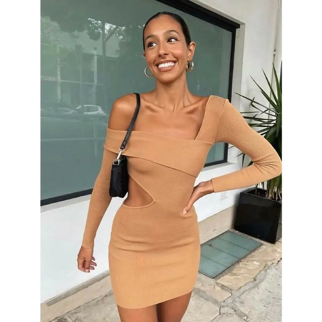 Its NBD Anora Sweater Dress - 6 / Brown - Dresses