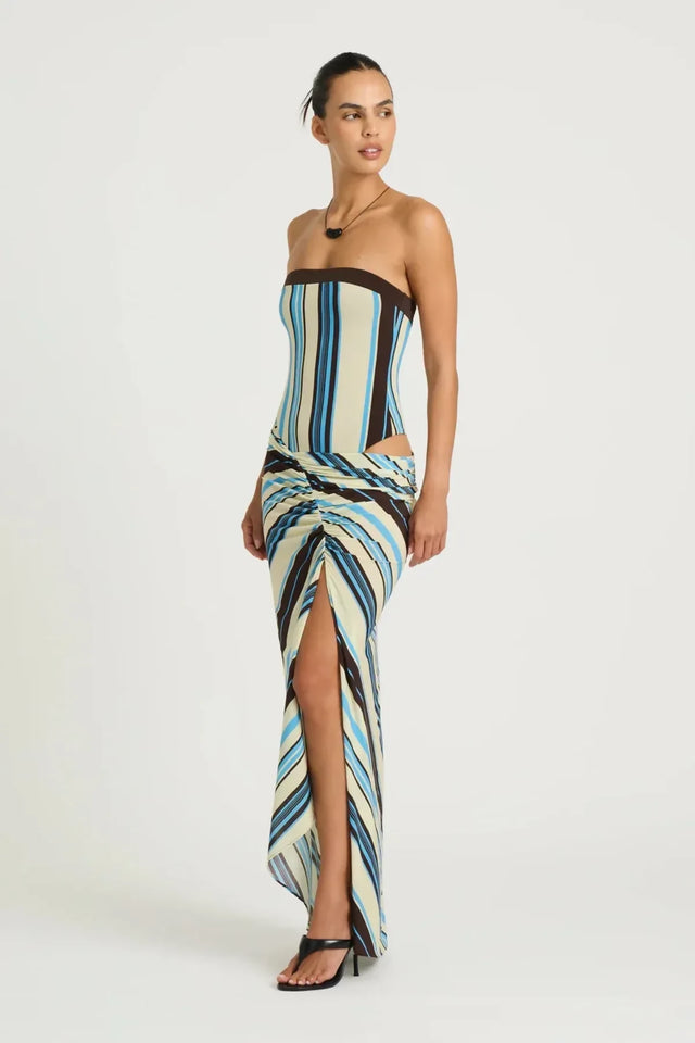 Benni Rumi Strapless Maxi Dress- Ocean Stripe