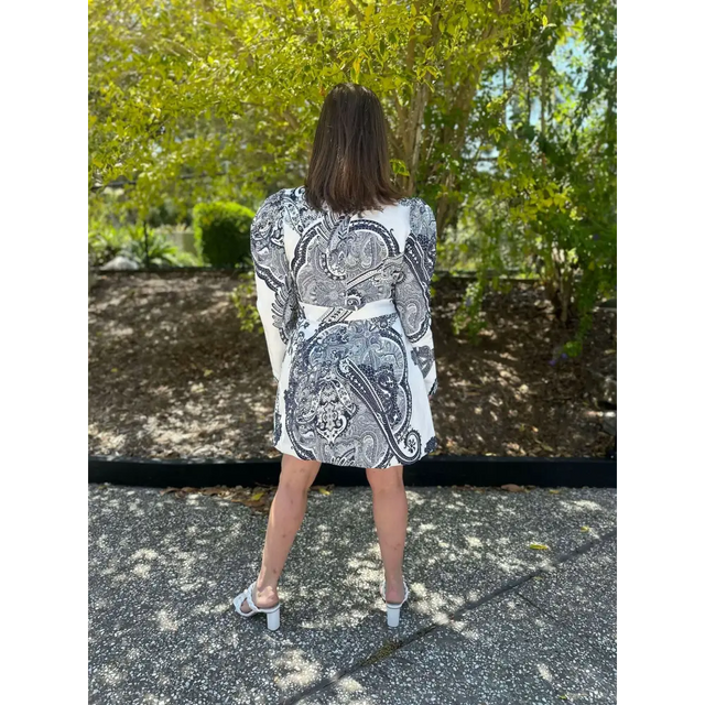 Justin Tong Hazel Mini Dress Navy Size 12 - 12 / Print - Dresses