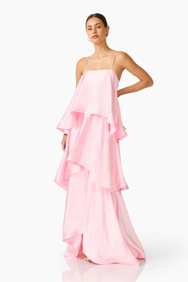 Elliatt Tilly Tiered Maxi Dress in Pale Pink