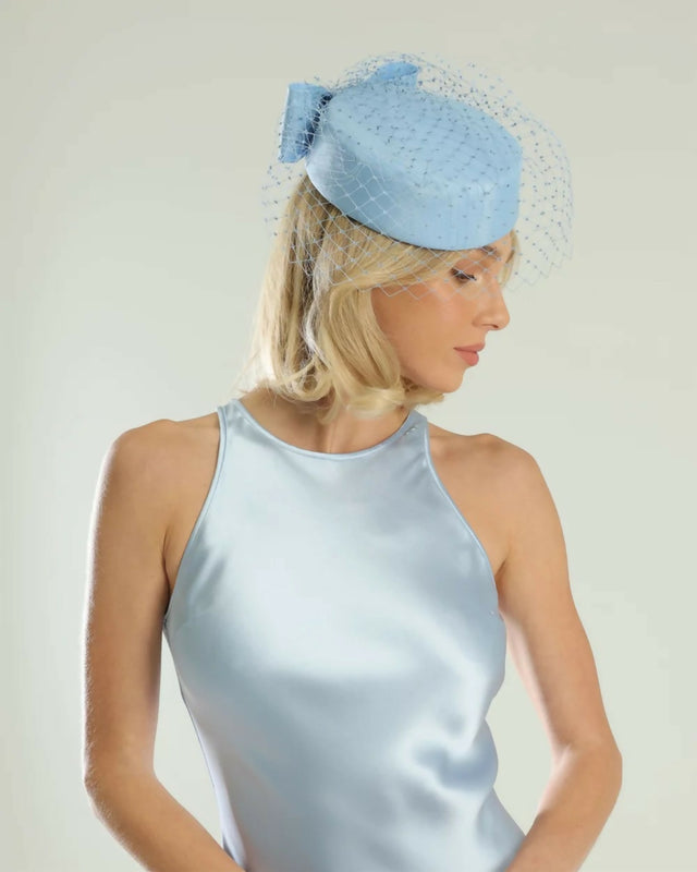 Morgan & Taylor Jacqui Racewear Pillbox Hat - Blue