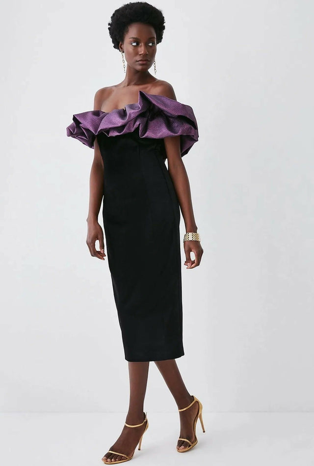 Karen Millen Jacquard Dress Black Size 10 - 12 / Multi - Dresses