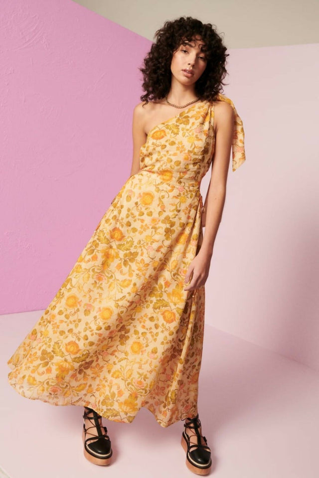 Kate Ford Alata Tie Cut Out Dress Multi Floral Size 12 - Dresses