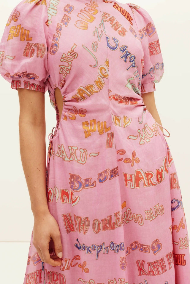 Kate Ford Calvalcade Puff Gown Pink Print Size 8 - 8 / Print - Dresses