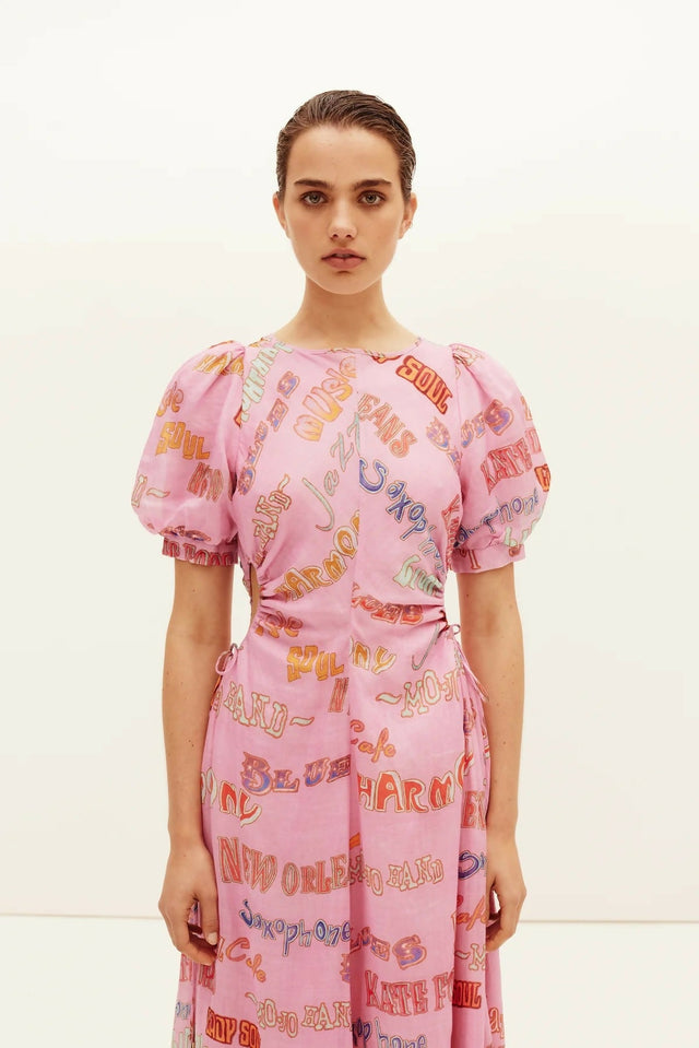 Kate Ford Calvalcade Puff Gown Pink Print Size 8 - 8 / Print - Dresses