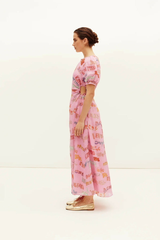 Kate Ford Calvalcade Puff Gown Pink Print Size 8 - 8 / Print - Dresses