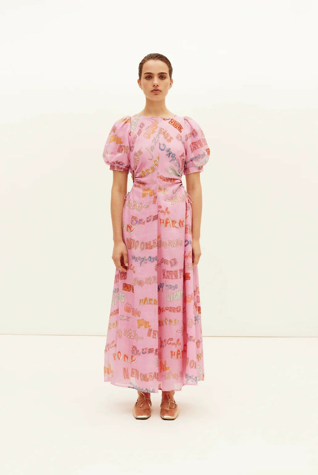 Kate Ford Calvalcade Puff Gown Pink Print Size 8 - 8 / Print - Dresses