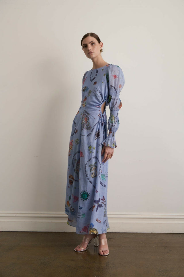 Kate Ford Caracus Cut Out Gown Multi Print Size 10 - Dresses