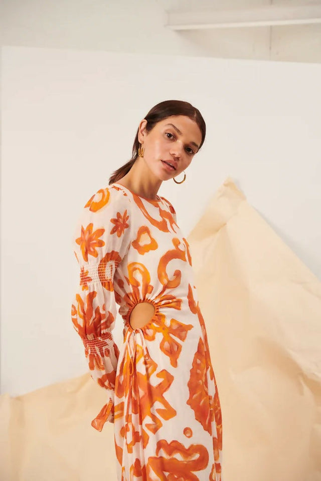 Kate Ford Elis Cut Out Gown Print Size 8 12 - Dresses