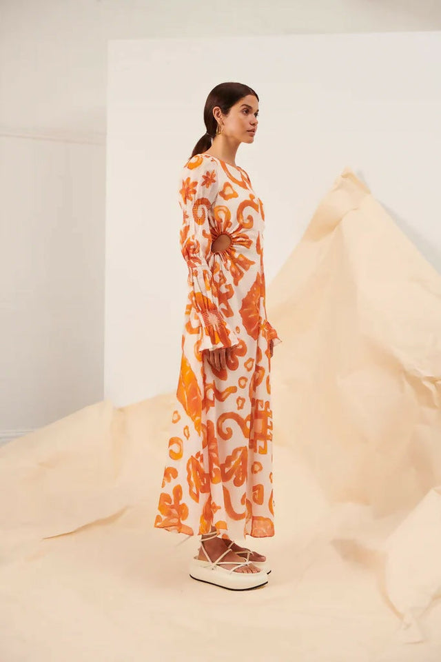 Kate Ford Elis Cut Out Gown Print Size 8 12 - Dresses