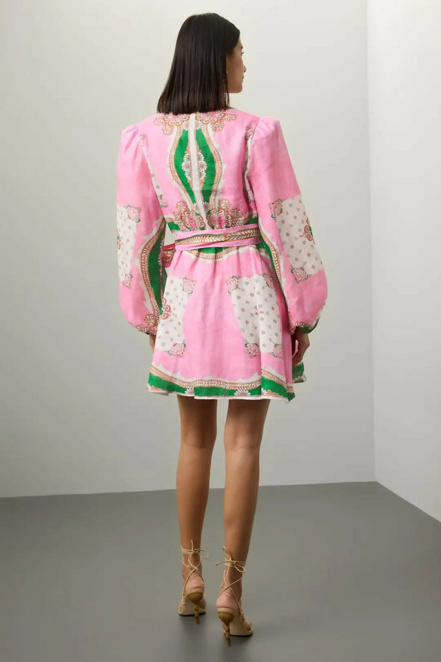 Kate Ford Mantilla Button Mini Dress Zinnia Print Size 1 (AU8) - Dresses