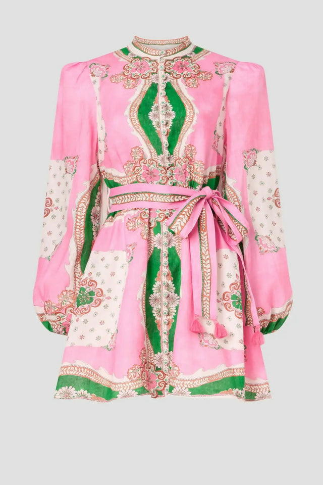 Kate Ford Mantilla Button Mini Dress Zinnia Print Size 1 (AU8) - Dresses